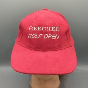 Vintage Geechee Golf Open Hat Cap Red Strapback Port Company Adjustable Cotton